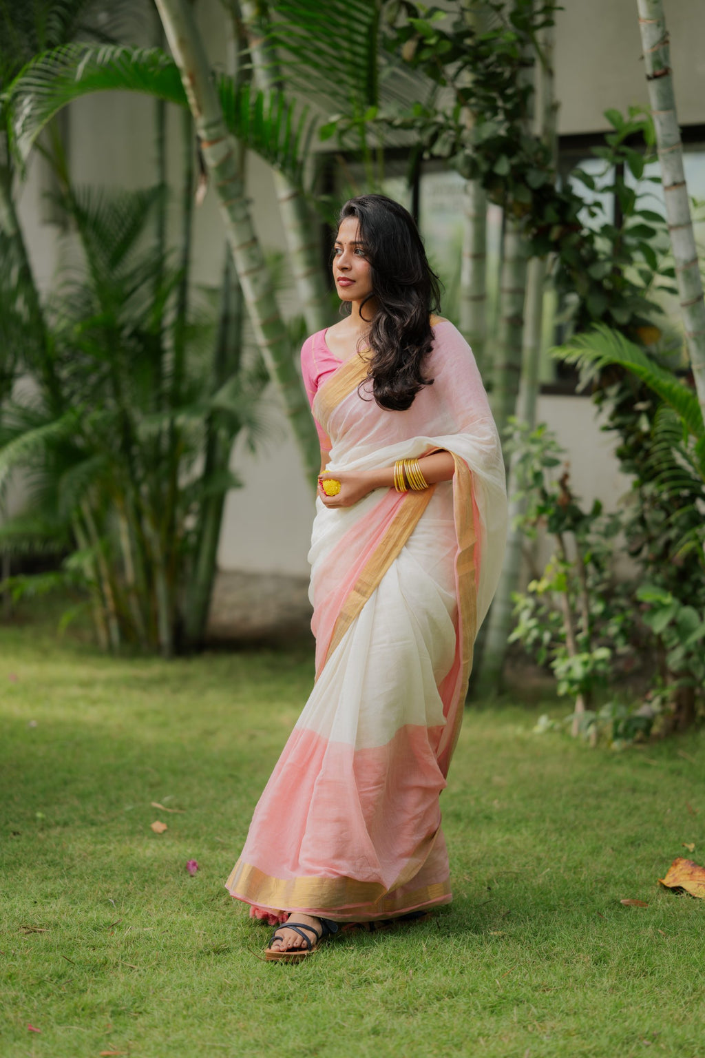 Onam - White Pink
