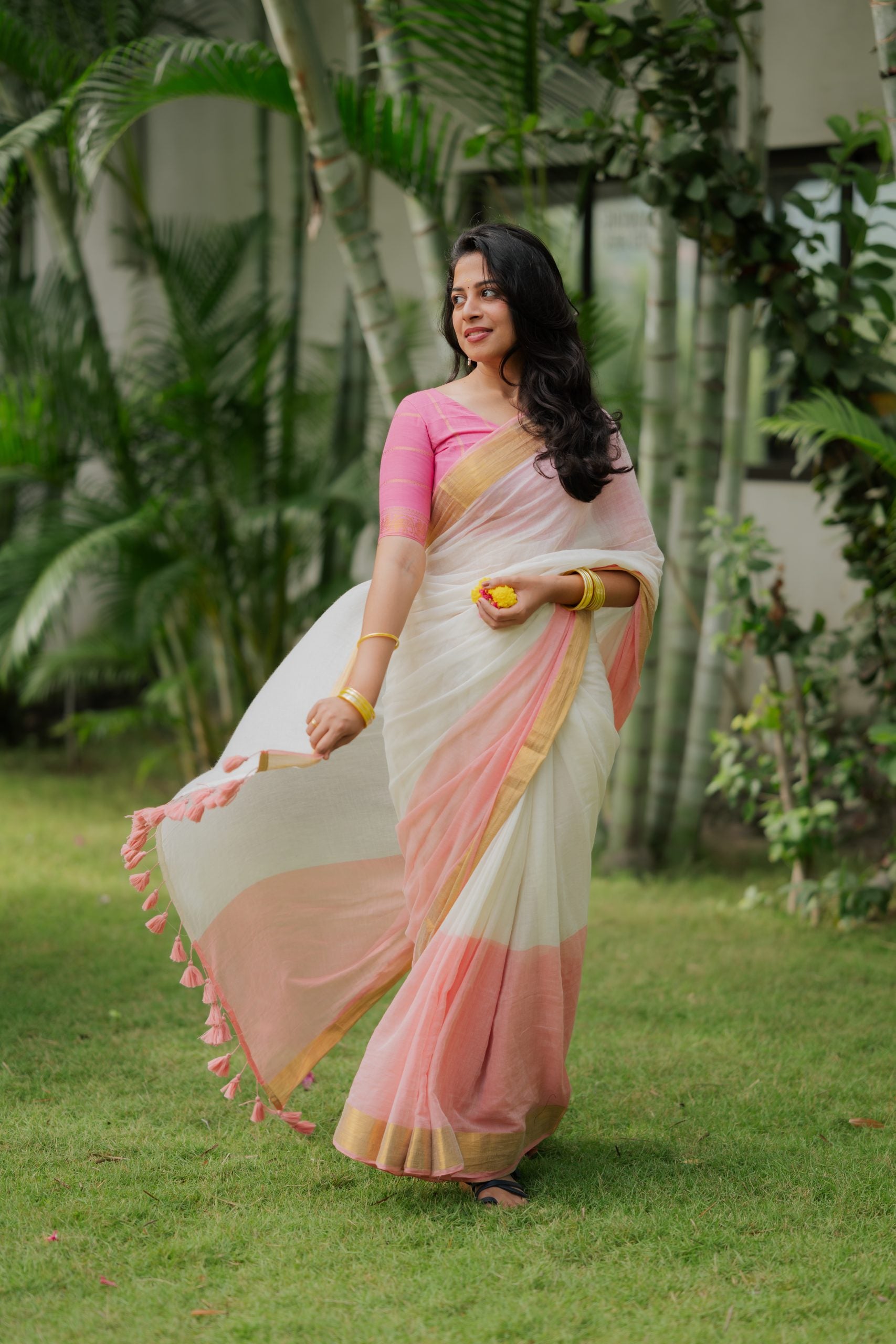 Onam - White Pink