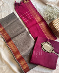 Unstitched - Grey maroon