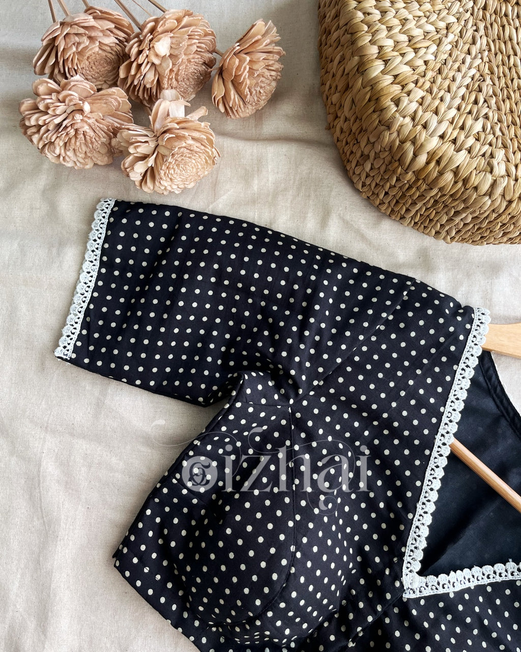 Blouse - Black Polka