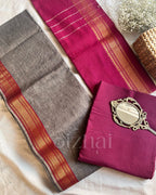 Unstitched - Grey maroon - Izhai